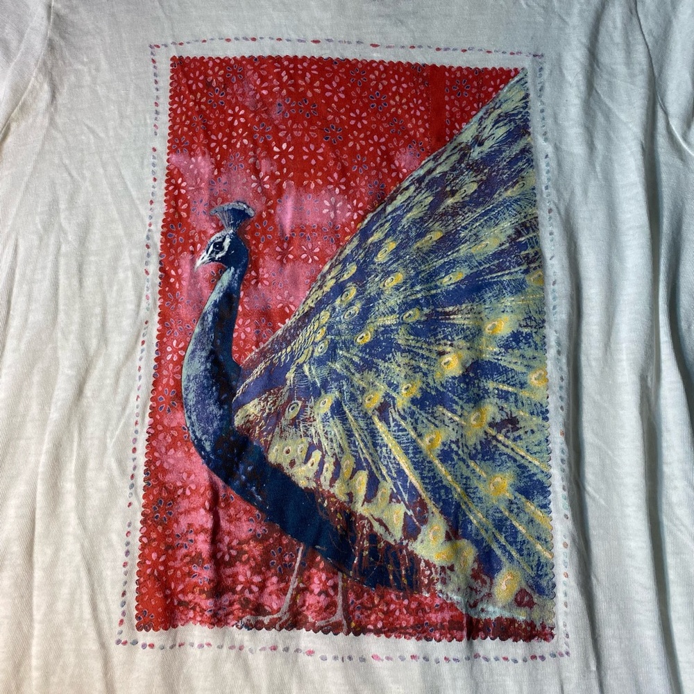 🦚 Lucky Brand Peacock Print Long Sleeve Tunic Top Size 3X - Picture 2 of 11